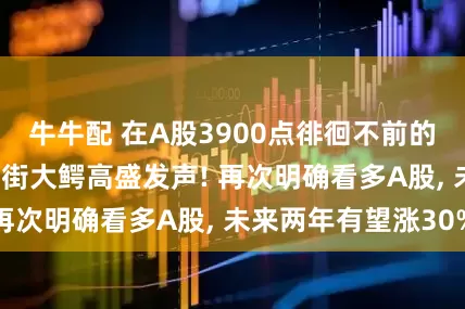 牛牛配 在A股3900点徘徊不前的关键时刻, 华尔街大鳄高盛发声! 再次明确看多A股, 未来两年有望涨30%